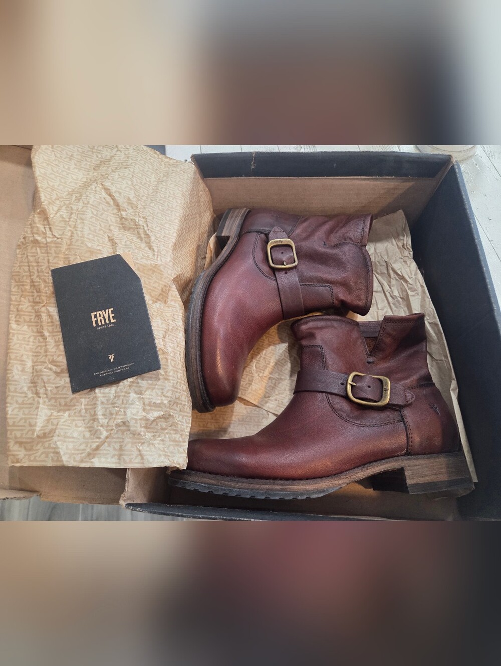 New - Frye Veronica Leather Bootie in Tonara Redwood, 8.5 - Picture 2 of 16